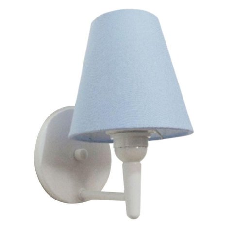 Arandela Cone Md-2004 Base Branco Cúpula em Tecido 14-14x07cm Azul Bebê - Bivolt