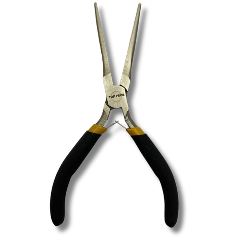 Alicate Mini Bico Fino Longo Agulha 5" Aço Niquelado 150mm com Mola Cabo Borracha Termoplástica
