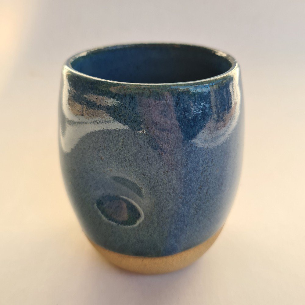 Copo de cerâmica azul 200ml para suco, água e drinks - 4
