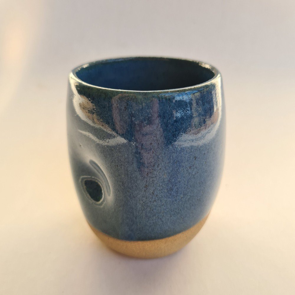 Copo de cerâmica azul 200ml para suco, água e drinks - 3
