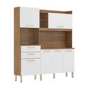 Ver imagem 1 de Kit Cozinha Compacta 6 Portas Torre Quente + Aéreo + Balcão Amêndola/ Branco
