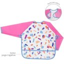 Ver imagem 4 de Babador Avental Manga Longa Infantil Bebe Impermeavel Pincelada Buba Rosa