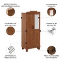 Ver imagem 3 de Guarda Roupa Solteiro 78cm 2 Portas Giana Castanho F07 - Mpozenato