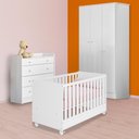 Ver imagem 1 de Conjunto Berço Mini Cama, Guarda Roupa e Cômoda Trocador Branco