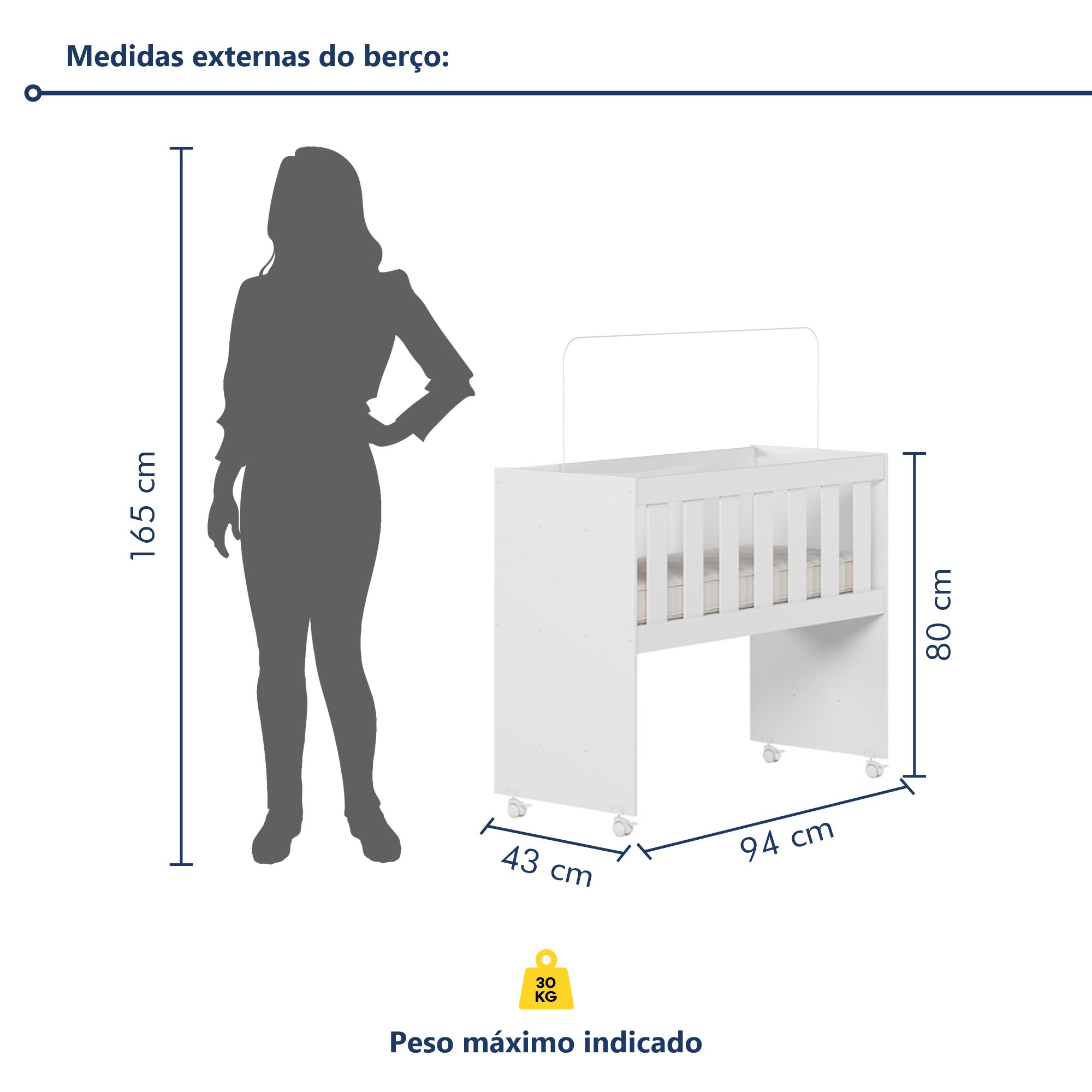 Mini Berço 100% MDF com Colchão 5 em 1 Ariel  - 7