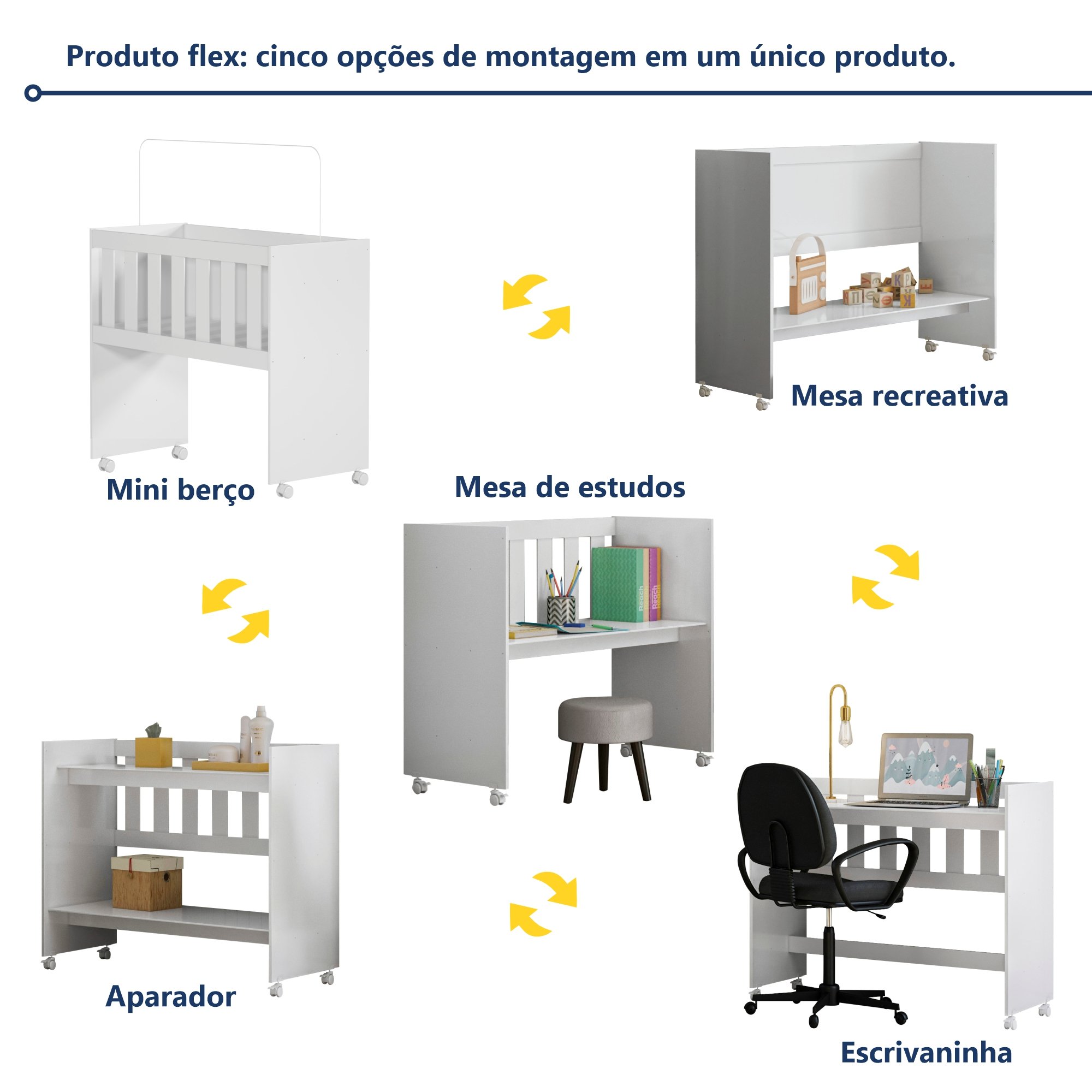 Mini Berço 100% MDF com Colchão 5 em 1 Ariel  - 9