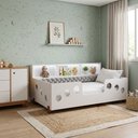 Ver imagem 1 de Cama Montessoriana Completa Lanna com Colchão com Enxoval e Trança 2,5m - Cinza