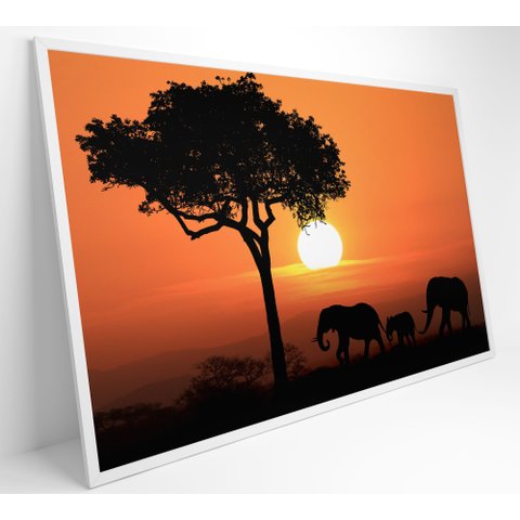 Quadro Família de Elefantes em Pôr do Sol na África