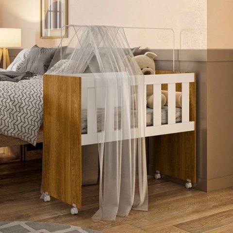 Mini Berço 100% MDF com Colchão 5 em 1 Ariel 