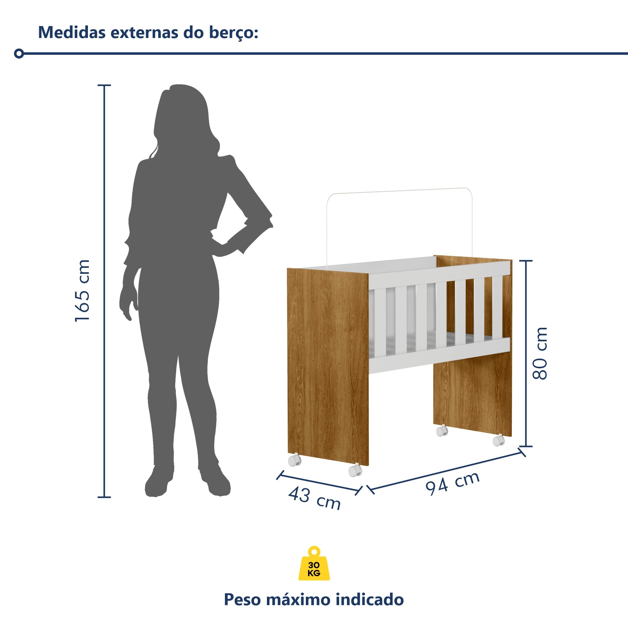 Mini Berço 100% MDF com Colchão 5 em 1 Ariel  - 7