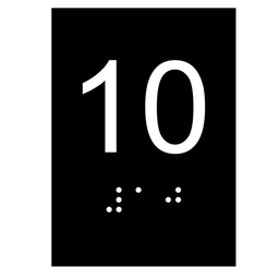 Kit 10 Placas Braile Ps do 10° Andar Elevador Preto - 1