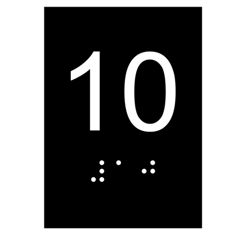 Kit 10 Placas Braile Ps do 10° Andar Elevador Preto