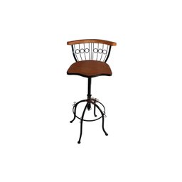 Banqueta Bistrô Regulável Ferro e Madeira 80cm Altura - 1