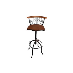 Banqueta Bistrô Regulável Ferro e Madeira 80cm Altura