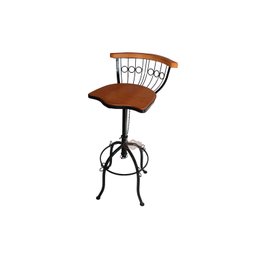 Banqueta Bistrô Regulável Ferro e Madeira 80cm Altura - 2