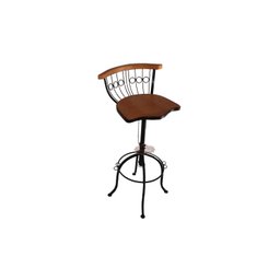 Banqueta Bistrô Regulável Ferro e Madeira 80cm Altura - 3