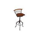Ver imagem 3 de Banqueta Bistrô Regulável Ferro e Madeira 80cm Altura