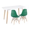KIT - Mesa de jantar retangular Eames 60 x 120 cm branco + 2 cadeiras Eiffel DSW Verde escuro - 1