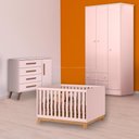 Ver imagem 1 de Conjunto Berço Mini Cama Slim, Cômoda Sapateira Retrô e Guarda Roupa Rosa
