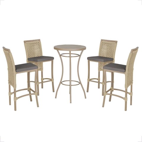 Mesa Bistro e 4 Banquetas Roma Fendi Corda Náutica 11 Trama Original