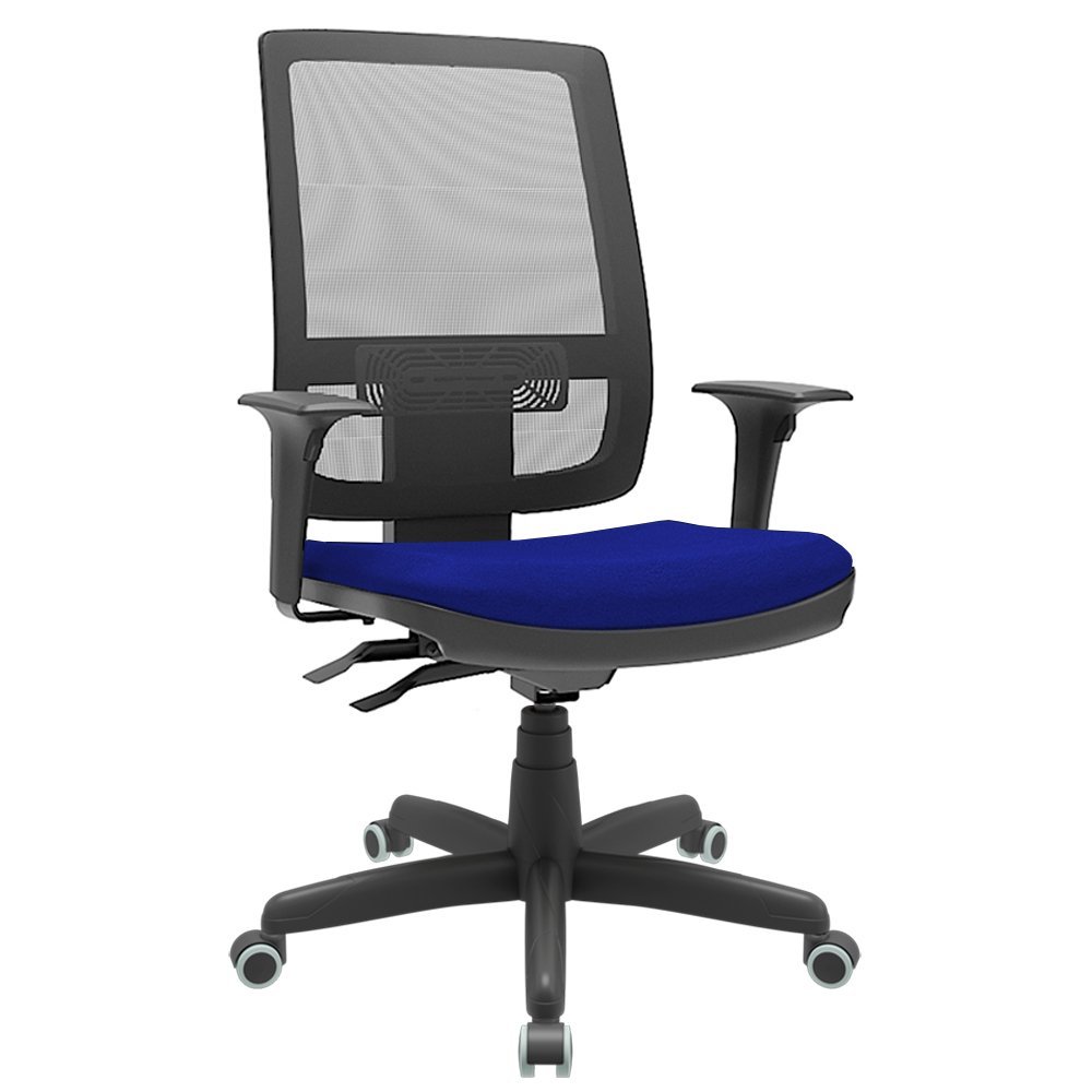 Cadeira Presidente Brizza Tela Ergonômica Para Escritório Regulagem Altura Back System NR17 Azul