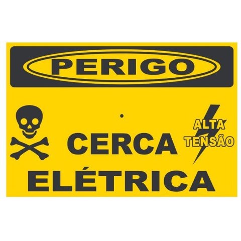 Placa Perigo Cerca Elétrica Alumínio Frente Verso Tam 17,5x12,7 - 10un