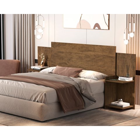 Cabeçeira Casal Box Áustria 100% MDF Multimídias p/ 138/158 cm -Basoto:Castanho