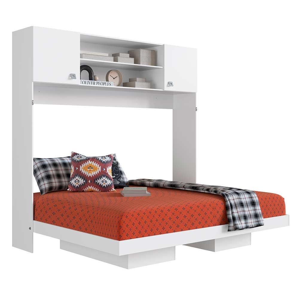 Cama Casal Dobrável de Parede Multifuncional Branco Riku Jm Móveis - 2