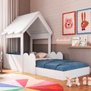 Ver imagem 1 de Cama Solteiro Infantil Montessoriana Casinha Nana Branco C06 - Mpozenato
