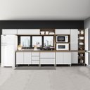 Ver imagem 1 de Cozinha Completa Modulada Com Balcão Sabrina 440 Cm 7 Peças 11 portas 5 Gv MDP Branco Avelã - MENU