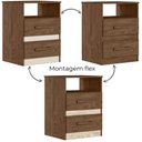 Ver imagem 4 de Kit 2 Mesas de Cabeceira Apolo 2 Gavetas 46 Cm Castanho Wood Flex Moval