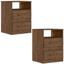 Ver imagem 1 de Kit 2 Mesas de Cabeceira Apolo 2 Gavetas 46 Cm Castanho Wood Flex Moval