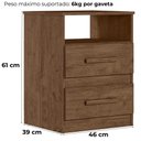 Ver imagem 3 de Kit 2 Mesas de Cabeceira Apolo 2 Gavetas 46 Cm Castanho Wood Flex Moval
