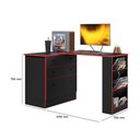 Ver imagem 4 de Cômoda 3 Gavetas com Mesa Giratória Gamer Preto/vermelho- Qmovi