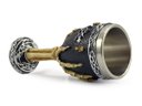 Ver imagem 5 de Taça Cálice Em Aço Inox e Resina Crânio Medieval Mão Esqueleto Osso Rock Colecionável Decorativo Coq