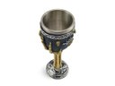Ver imagem 4 de Taça Cálice Em Aço Inox e Resina Crânio Medieval Mão Esqueleto Osso Rock Colecionável Decorativo Coq