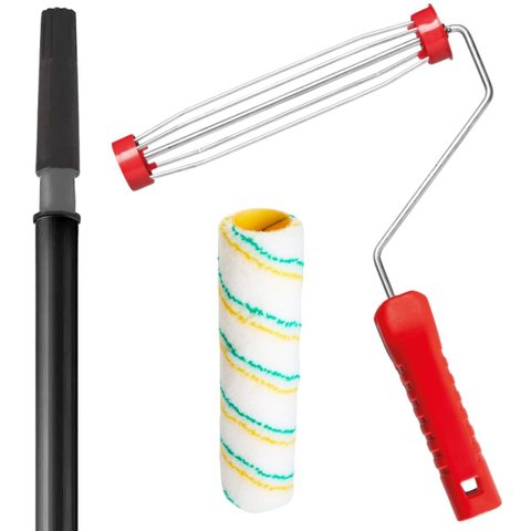 Rolo para Pintura + Cabo Extensor Prolongador 1,28m + Suporte Garfo Gaiola 23cm