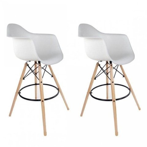 Kit 2 Banquetas Dsw-m Eames Arm Branco