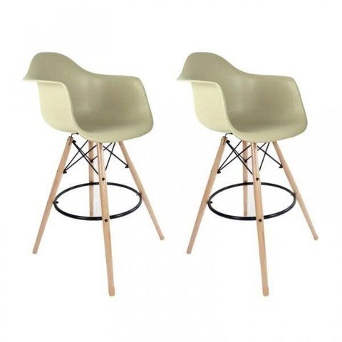 Kit 2 Banquetas Dsw-m Eames Arm Bege/Fendi