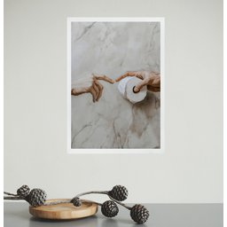 Quadro Divertido para Banheiro - Paródia Pintura Famosa 33x24cm - com Vidro:moldura Branca - 2 Quadro Divertido para Banheiro - Paródia Pintura Famosa 33x24cm - com Vidro:moldura Branca - 2