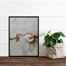 Quadro Divertido para Banheiro - Paródia Pintura Famosa 33x24cm - com Vidro:moldura Branca - 1 Quadro Divertido para Banheiro - Paródia Pintura Famosa 33x24cm - com Vidro:moldura Branca - 1