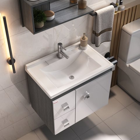 Lavatório Soft de Mármore Sintético 75cm - Fabribam