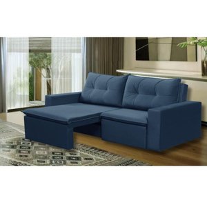 Sofá Retrátil 2 Lugares 1,80m Londres Suede Azul Mirra Decor
