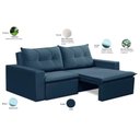 Ver imagem 4 de Sofá Retrátil 2 Lugares 1,80m Londres Suede Azul Mirra Decor