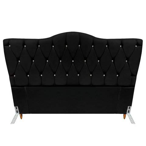 Cabeceira King Size Cama Box de Casal Quarto Estofada Barcelona 198cm:corino Preto