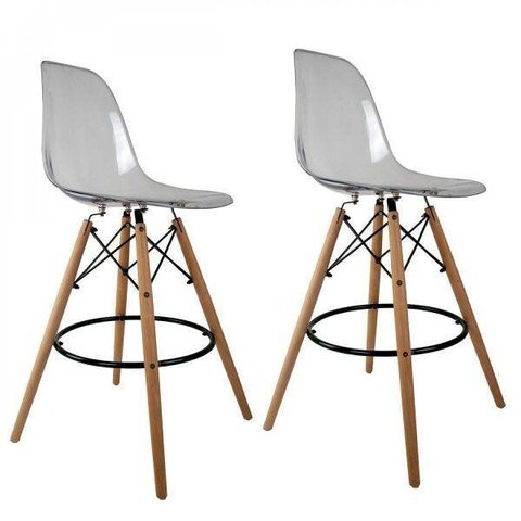 Kit 2 Banquetas Eames Dsw-m Transparente