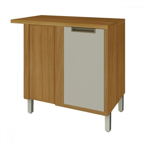 Balcão de Cozinha para Canto Imperatriz 1 Porta 100% Mdf Freijó/off White - Nesher