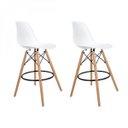 Ver imagem 1 de Kit com 2 Banquetas Altas Dsw-m Eames Branco/Madeirado