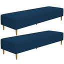 Ver imagem 1 de Kit 02 Puffs Decorativo Sala de Estar Bali W01 Pés Palito 210x60cm Suede Azul Marinho - Lyam Decor