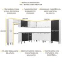 Ver imagem 3 de Armário de Cozinha Completa 11 peças Xangai Pop Multimóveis Branco/Preto